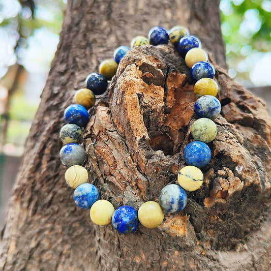 2 In 1 Natural Crystal Bracelet | Lapis + Serpentine