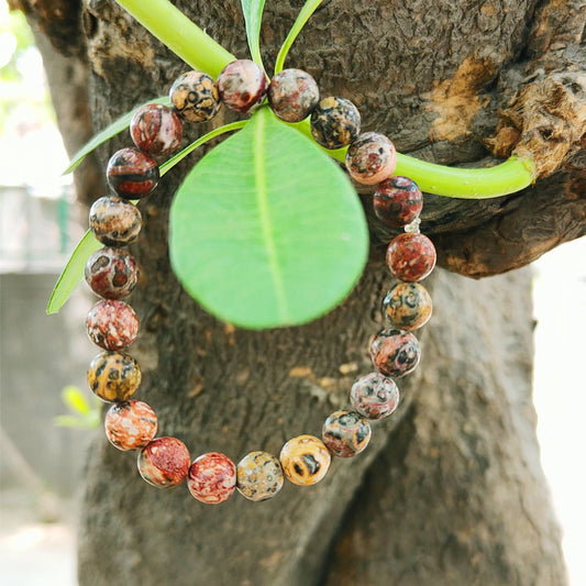 Natural Leopard Skin Jasper Bracelet, Gemstone Bracelet for Unisex