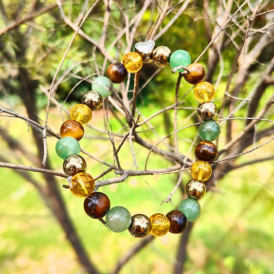 Crystal Bracelet  for Money Magnet | Combination Bracelet | Tiger + Aventurine + Citrine + Pyrite