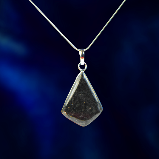 Black Tourmaline Stone German Silver Pear Pendant With Chain