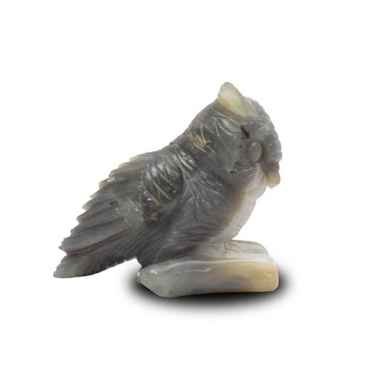 4" Druzy Agate Owl Sculpture Hand Carved-1180gm(Approx)