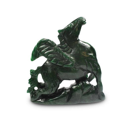 6" Green Aventurine Horse Sculpture Hand Carved-597gm(Approx)