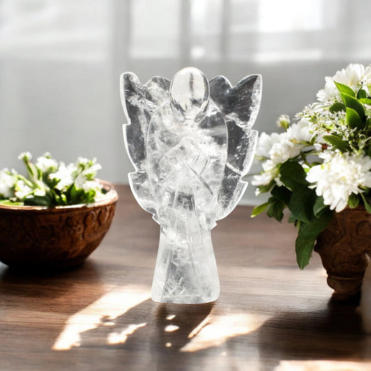 5'' Clear Quartz Angel Crystal Idol Showpieces-340 Gm (Approx) Statue Figurine for Home Decoration