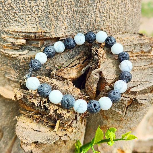 Crystal Bracelet for  Peace of Mind | Combination Bracelet | Lava + Howlite