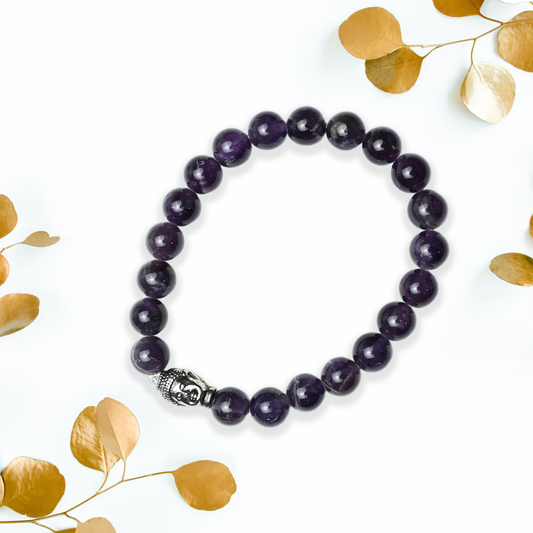 Natural Amethyst  Bracelet, Gemstone Bracelet 8mm Beads