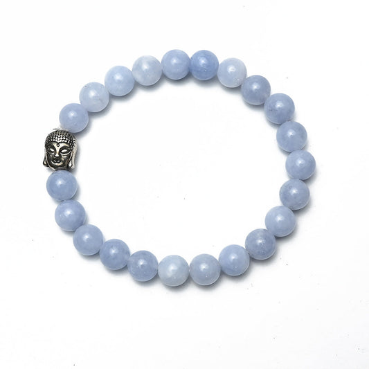 Natural Angelite  Bracelet, Gemstone Bracelet 8mm Beads