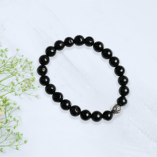 Natural Black Agate  Bracelet, Gemstone Bracelet 8mm Beads