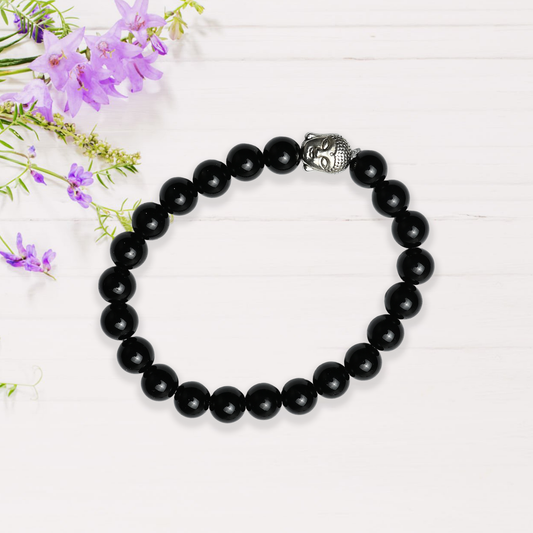 Natural Black Obsidian  Bracelet, Gemstone Bracelet 8mm Beads