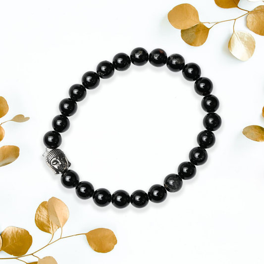 Natural Black Tourmaline  Bracelet, Gemstone Bracelet 8mm Beads