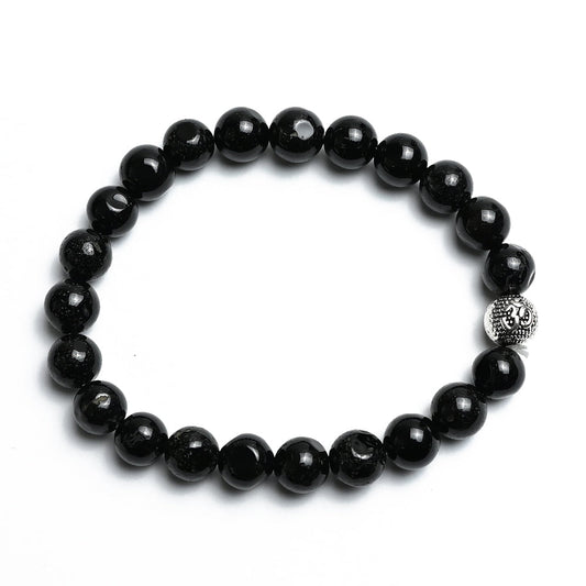 Natural Black Agate  Bracelet, Gemstone Bracelet 8mm Beads