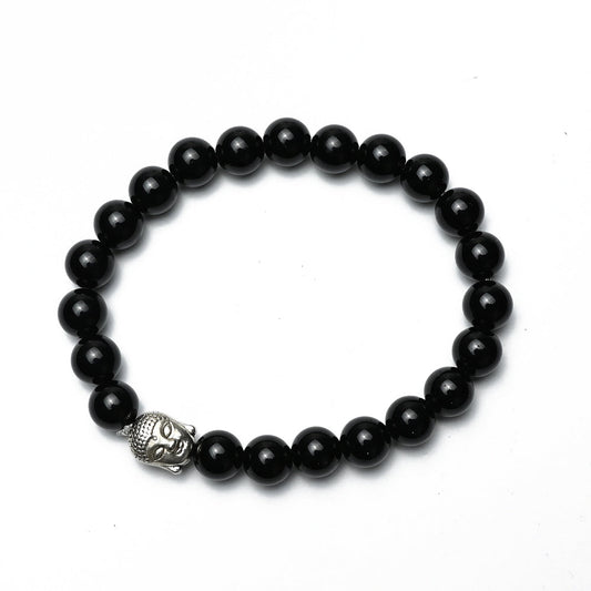 Natural Black Obsidian  Bracelet, Gemstone Bracelet 8mm Beads