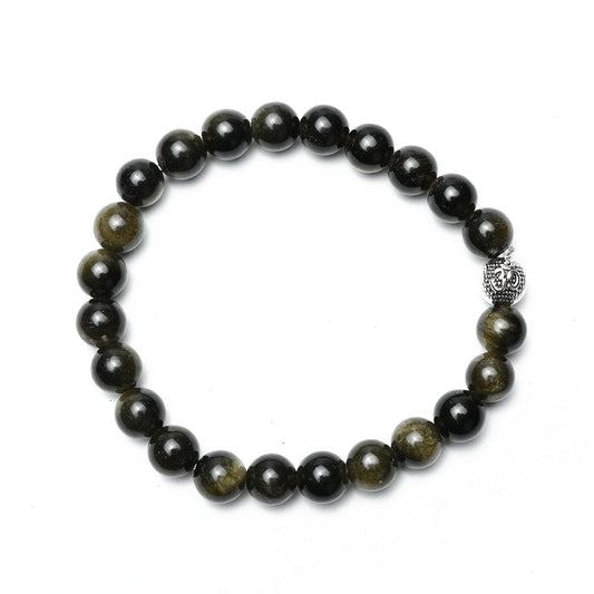 Natural Black Onyx  Bracelet, Gemstone Bracelet 8mm Beads