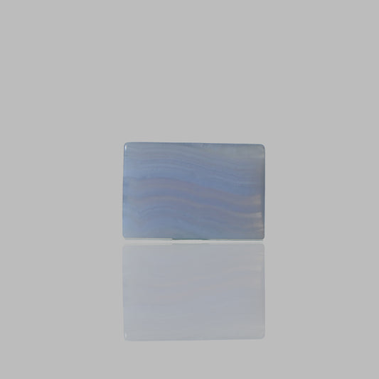 Blue Lace Agate Smooth Cabochon Rectangle Shape Stone - 44 Ct