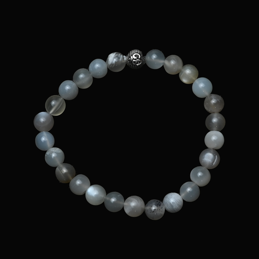 Natural Black Moonstone Bracelet, Gemstone Bracelet 8mm Beads