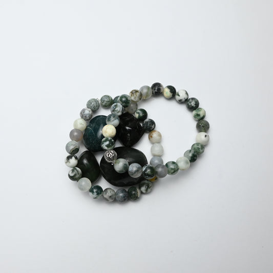 Natural Moosagate  Bracelet, Gemstone Bracelet 8mm Beads