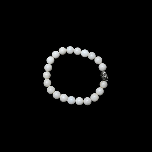 Natural White Agate Bracelet, Gemstone Bracelet 8mm Beads