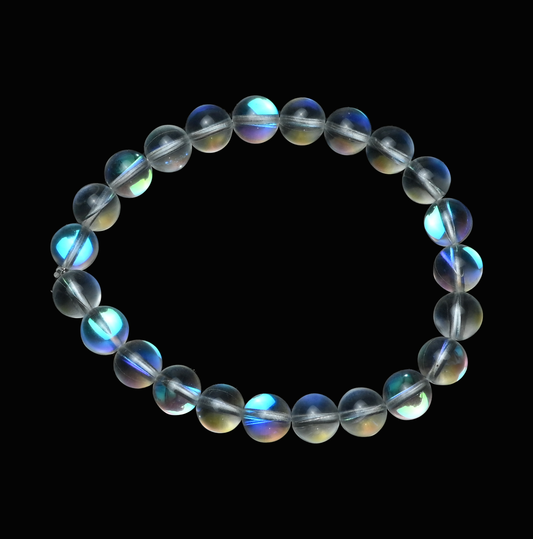 Natural Aura Quarts Bracelet, Gemstone Bracelet 8mm Beads