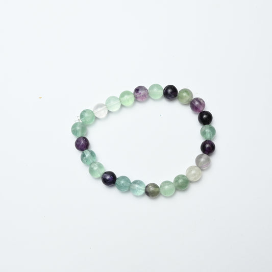 Natural Fluorite  Bracelet, Gemstone Bracelet 8mm Beads