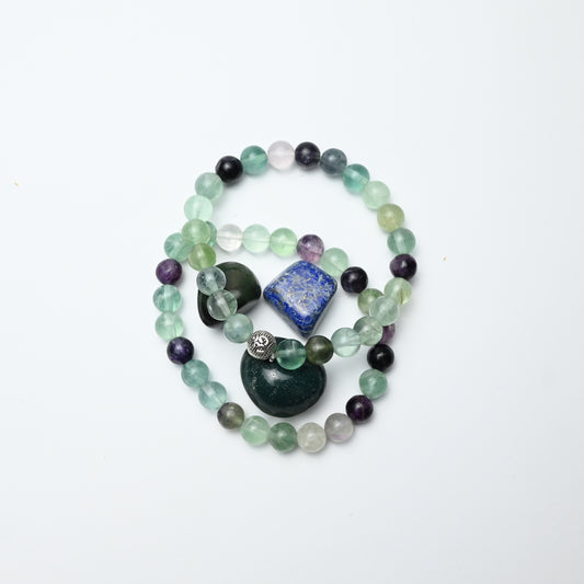 Natural Fluorite  Bracelet, Gemstone Bracelet 8mm Beads