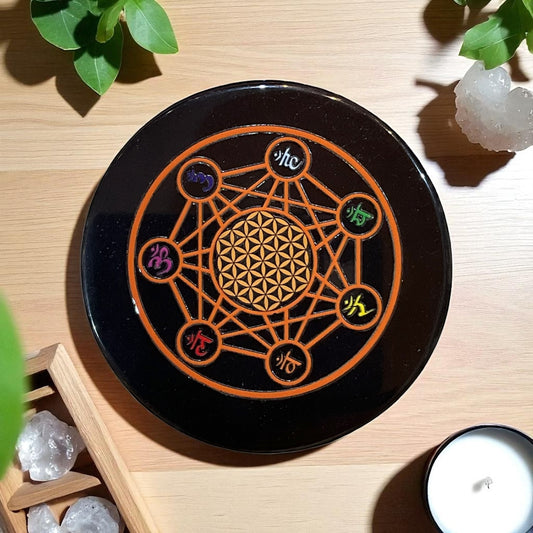 Black Agate Crystal Charging Plate