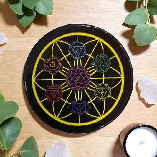 Black Agate Crystal Charging Plate