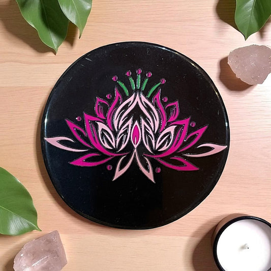 Black Agate Crystal Charging Plate