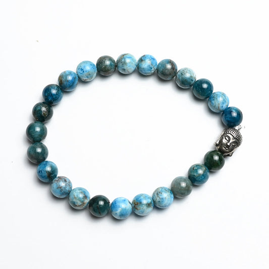 Natural Blue Apitite  Bracelet, Gemstone Bracelet 8mm Beads