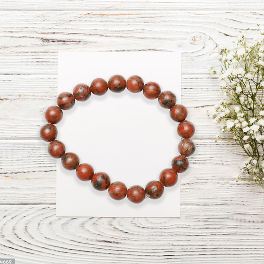 Natural Brecciated Jasper Bracelet, Gemstone Bracelet 8mm Beads