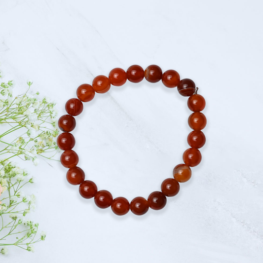 Natural Carnelian  Bracelet, Gemstone Bracelet 8mm Beads