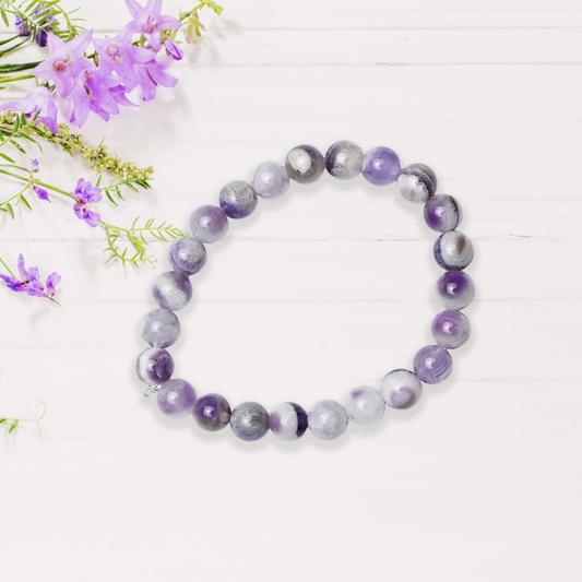 Natural Cheavian Amethyst Bracelet, Gemstone Bracelet 8mm Beads