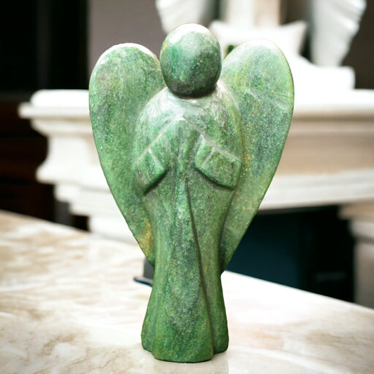 Green Jade  Angel, Healing Crystal Weight - 414 gm ( 13.5 X 8 cm )