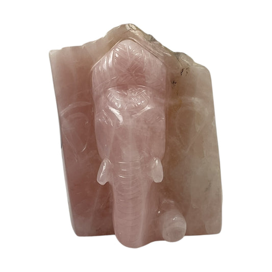 Rose Quartz Slab Ganesh Statue