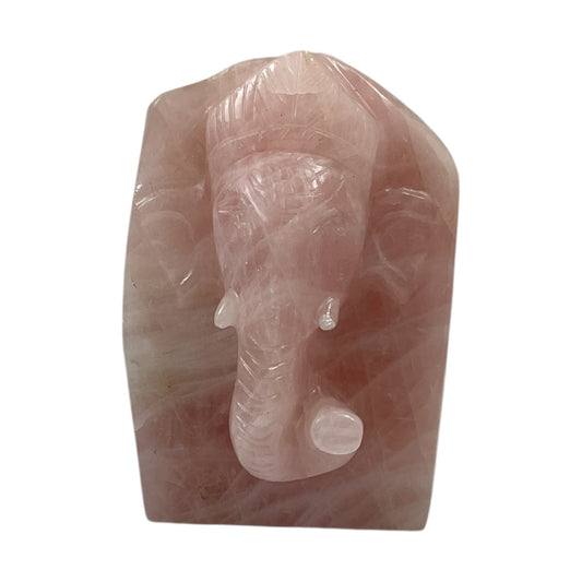 Rose Quartz Slab Ganesh Statue