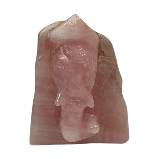 Rose Quartz Slab Ganesh Statue
