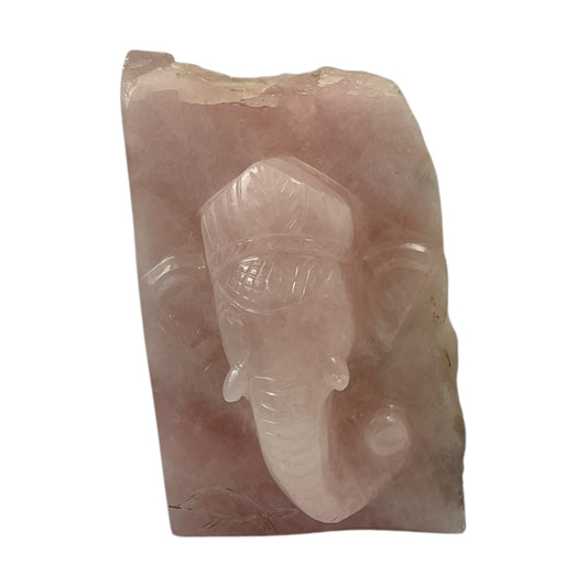 Rose Quartz Slab Ganesh Statue