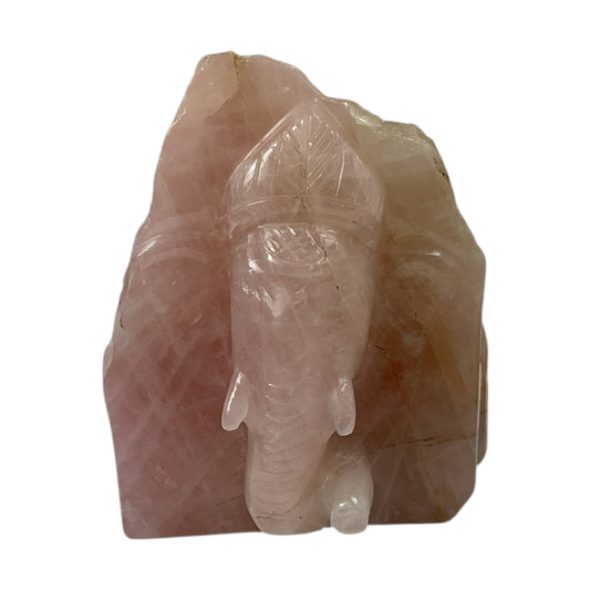 Rose Quartz Slab Ganesh Statue