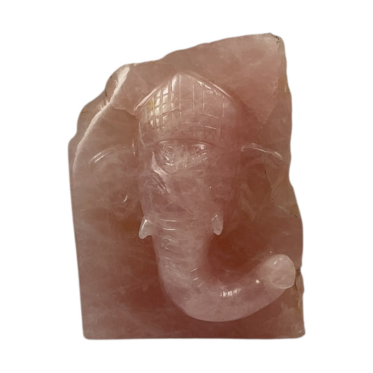 Rose Quartz Slab Ganesh Statue