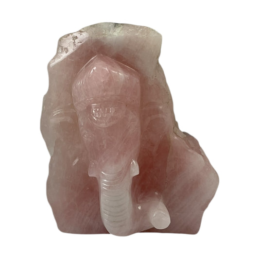 Rose Quartz Slab Ganesh Statue