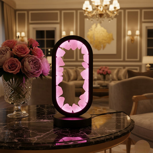 Rose Quartz Crystal LED Lamp