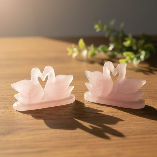 Rose Quartz Mandarin Ducks Pair