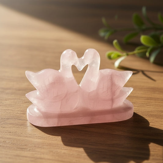 Rose Quartz Mandarin Ducks Pair