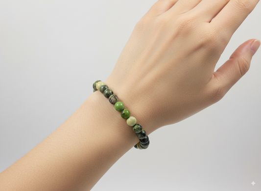 Chrysoprase Heart Chakra Healing Crystal Bracelet ( 8 mm Beads )