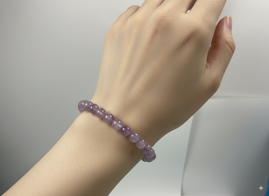 Natural Kunzite Crystal Healing Bracelet ( 8 mm Beads )