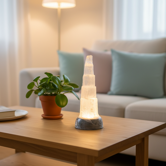 Selenite Crystal Tower Lamp