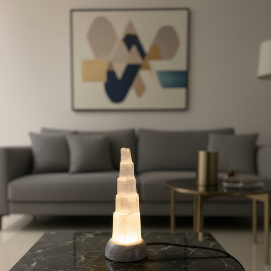 Selenite Crystal Tower Lamp