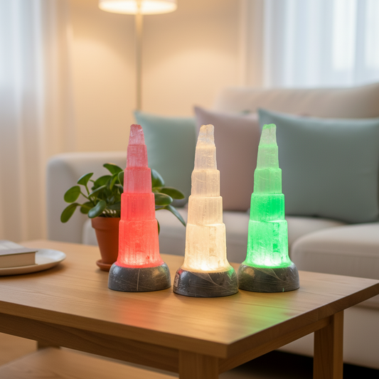 Selenite Crystal Tower Lamp