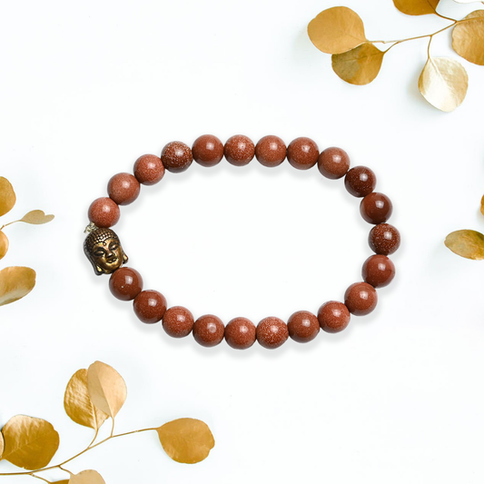 Natural Goldstone Bracelet, Gemstone Bracelet 8mm Beads