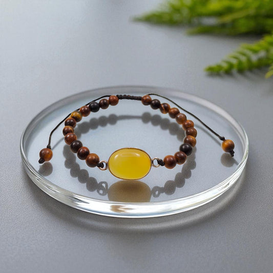 Yellow Chalcedony & Tiger Eye Energy Bracelet