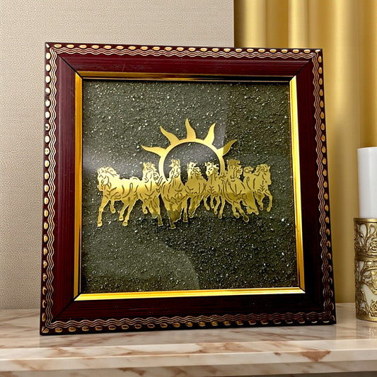 Golden Pyrite 7 Running Horses Frame