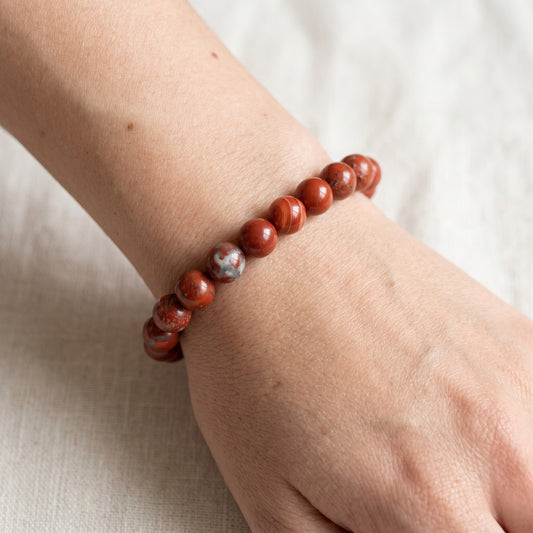 Red Jasper Bracelet 8 , 10 mm Beads